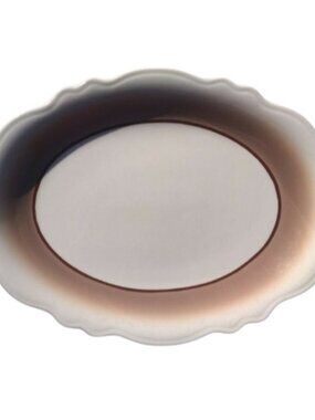 Homer Laughlin Oval Serving Platter Restaurant Ware Scalloped 11.5” Tri-Colored